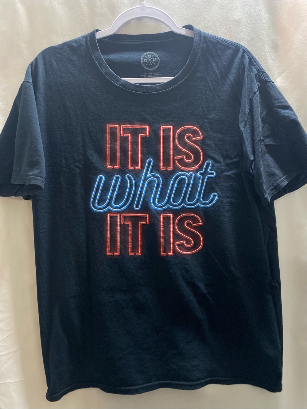DOM Men's Black "It Is What It Is" Graphic Crew Neck Cotton Tee Size Large #Y2K